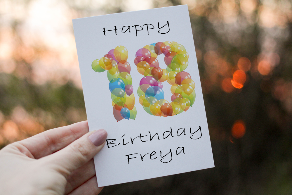 18th Birthday Balloon Card, Card for 18th Birthday